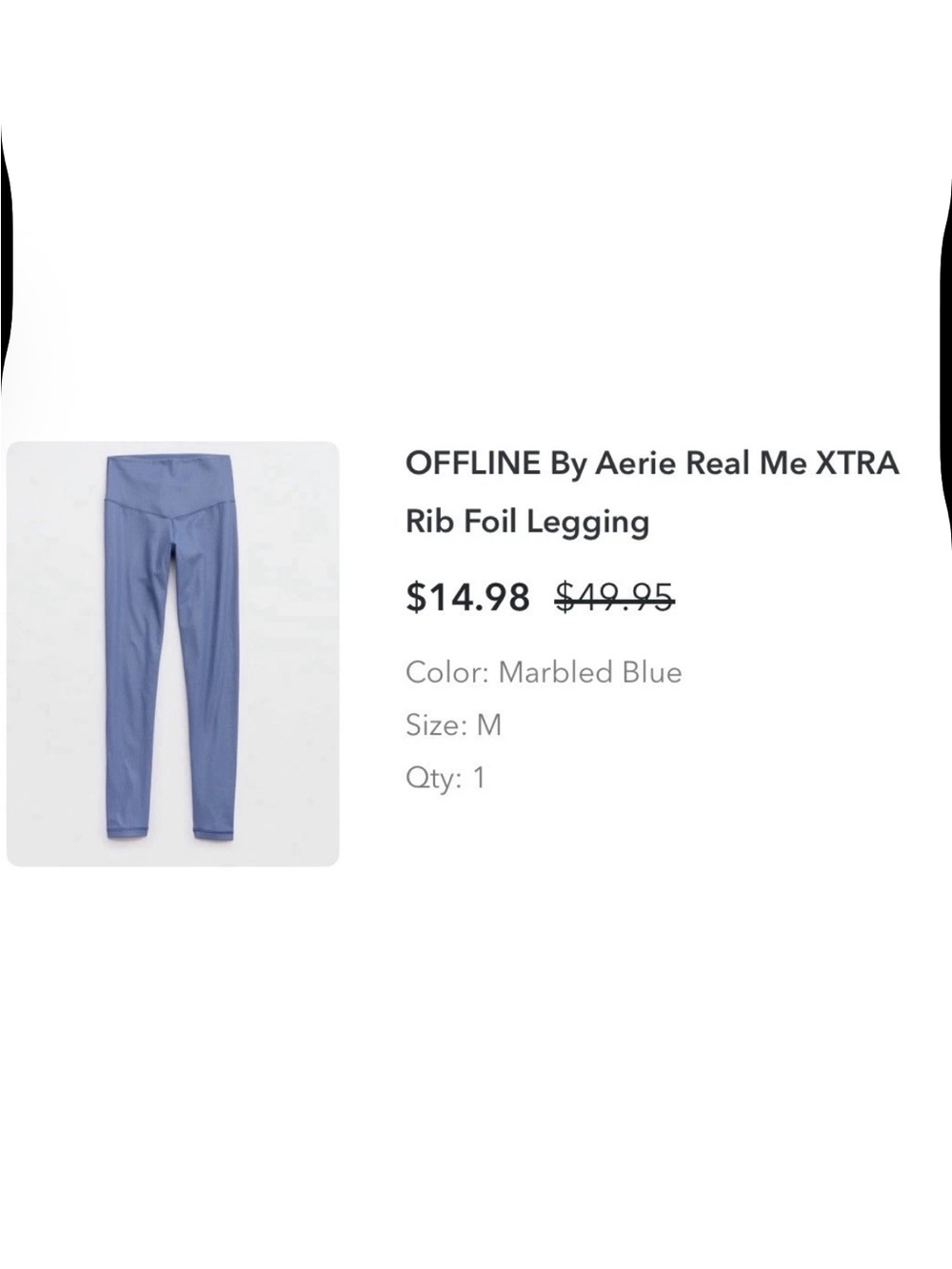aerie Marbled Light Blue High-Rise Rib Foil Leggings